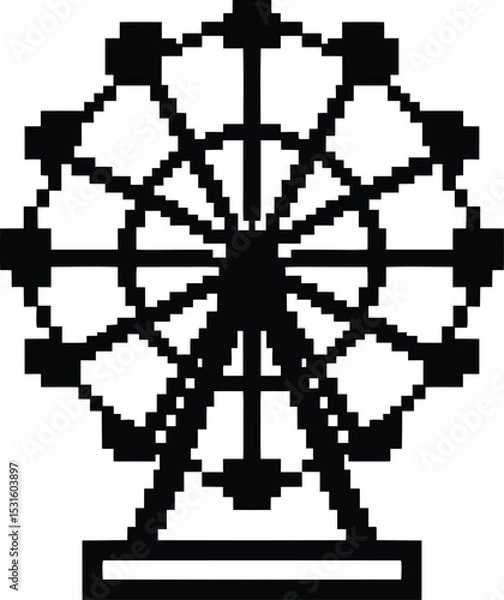 Obraz Pixel-style Ferris wheel vector - Retro carnival silhouette, EPS JPEG PNG