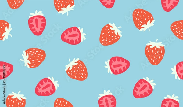Obraz Cute strawberry fruits pattern background vector design
