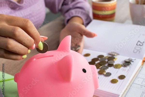 Obraz The Importance of Saving Money Using a Piggy Bank and Effective Budgeting Techniques