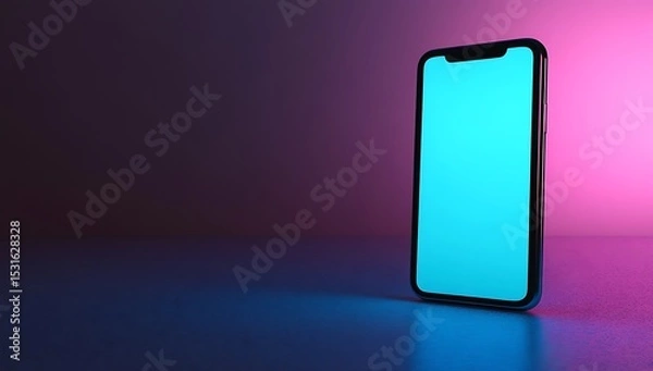 Fototapeta Modern smartphone mockup neon background display