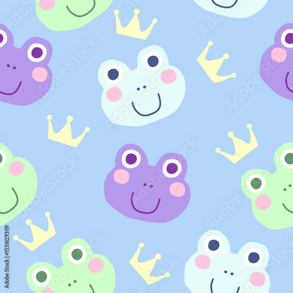 Obraz Cute frog pattern background vector design