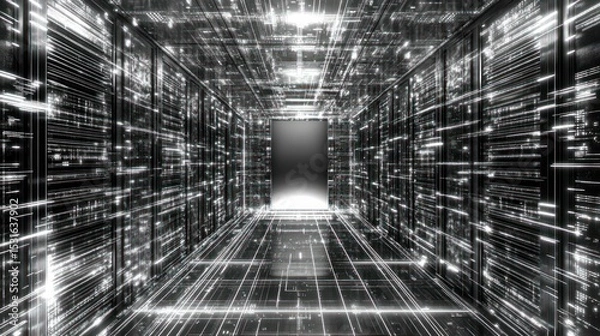 Fototapeta Abstract digital server tunnel