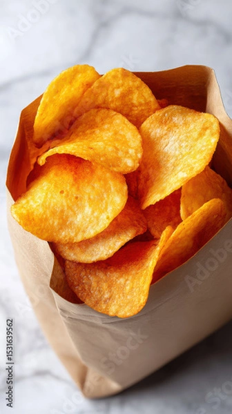 Obraz Crispy chips in bag mockup create delightful snack experience perfect for sharing or enjoying alone