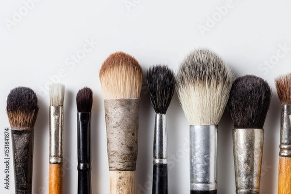 Obraz Several used makeup and paintbrushes