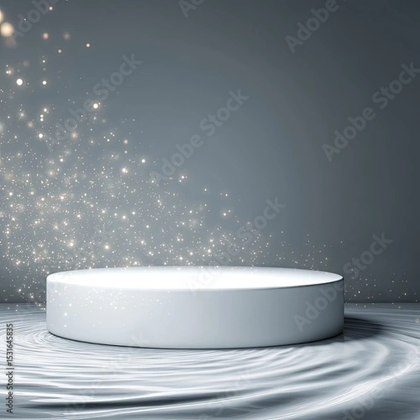 Obraz Empty white pedestal, shimmering particles