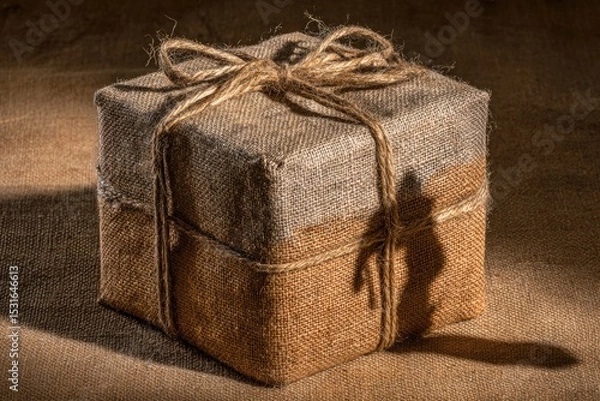 Obraz Wrapped gift box, shadow figure