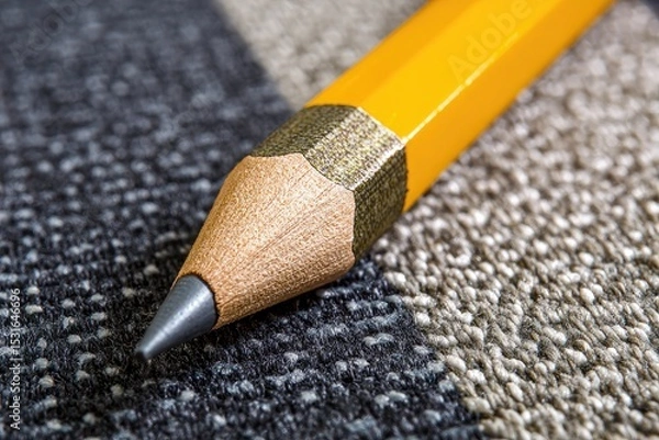 Obraz Close-up of a yellow pencil on woven fabric