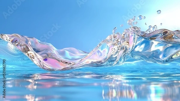 Obraz Peaceful aqua-blue swimming pool bottom with wave reflections, ideal for a tranquil summer background