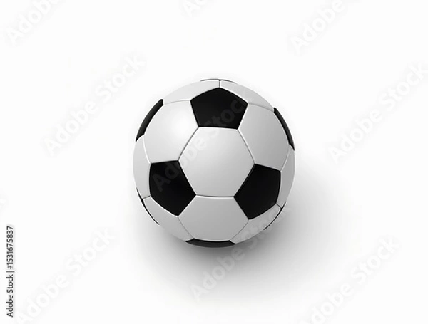Fototapeta A classic soccer ball isolated on a clean white background with soft shadows and light
