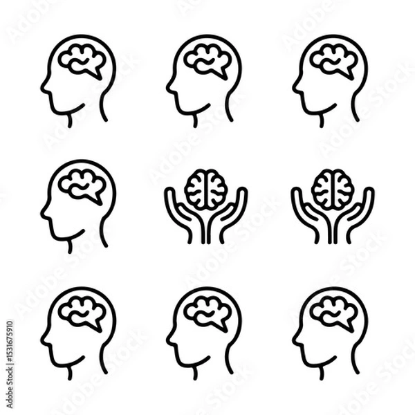 Obraz High Quality Mind, brain concept line icon set