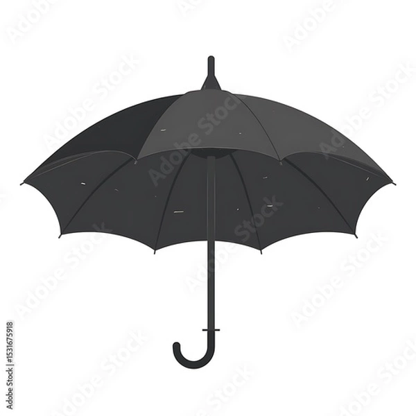 Fototapeta A simple black umbrella isolated on a white background for weather protection