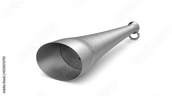 Fototapeta A silver megaphone isolated on a white background for loud announcements use case
