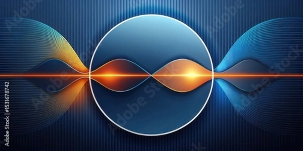 Obraz Abstract Dynamic Waves and Glowing Light Streaks Across a Dark Blue Background Featuring a Circular Element