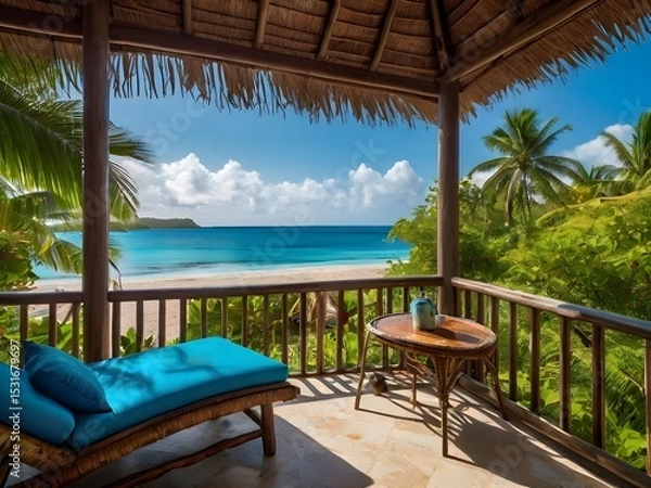 Obraz Charming Caribbean Cottage On a Tropical Island