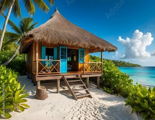 Obraz Charming Caribbean Cottage On a Tropical Island