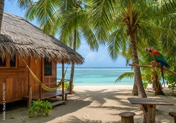 Obraz Charming Caribbean Cottage On a Tropical Island