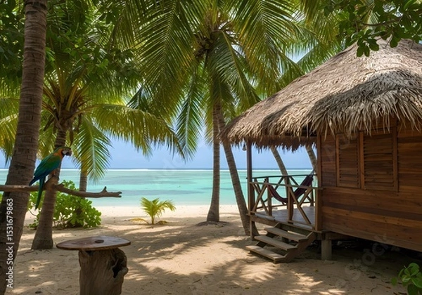 Obraz Charming Caribbean Cottage On a Tropical Island