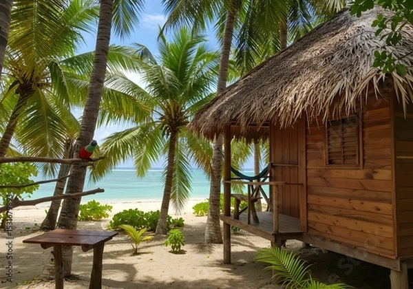 Obraz Charming Caribbean Cottage On a Tropical Island