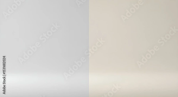 Fototapeta Minimal Studio Mockup Background in White and Ivory, Empty Product Display Simple Scene