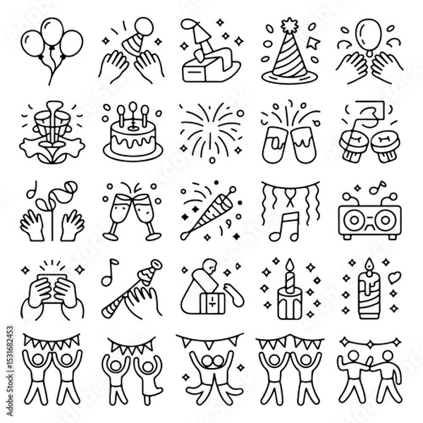 Obraz High Quality Party celebration line icon set
