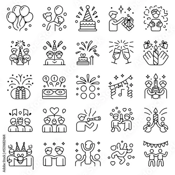 Obraz High Quality Party celebration line icon set