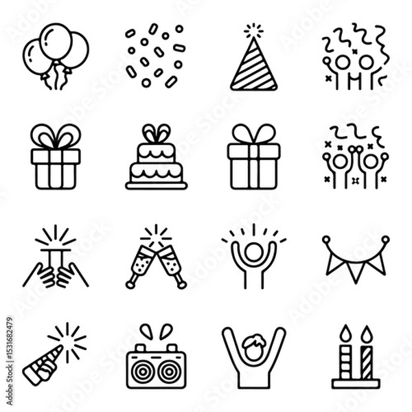 Obraz High Quality Party celebration line icon set