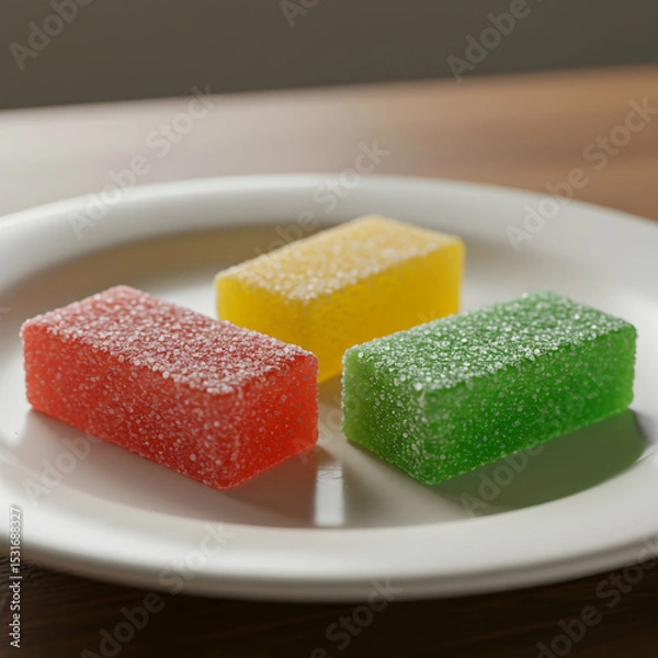Obraz Vibrant Fruit Jellies: A Close-Up of Delicious Rectangular Candies