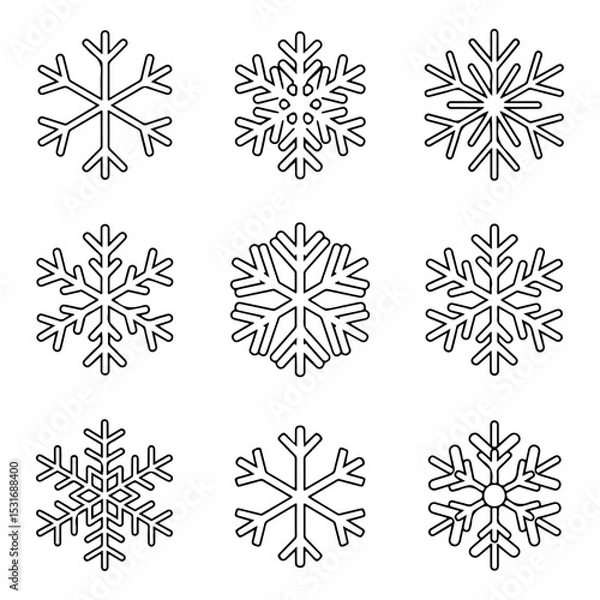 Fototapeta High Quality Snowflake line icon set