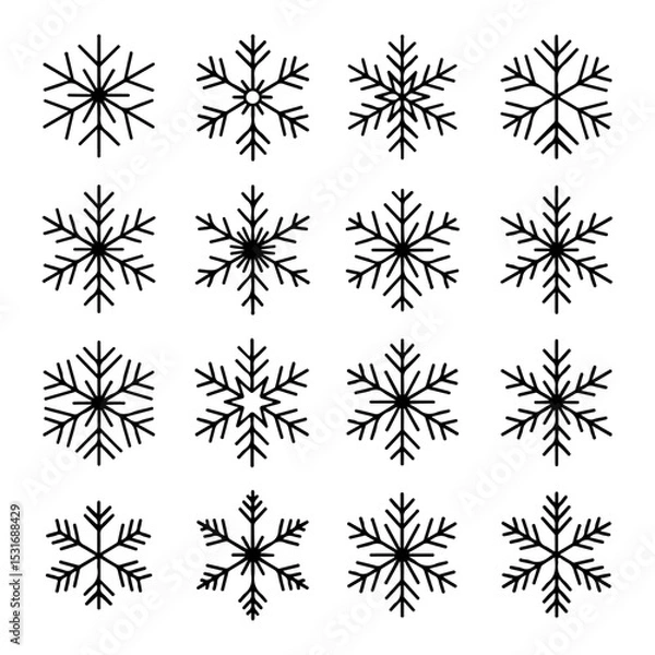 Fototapeta High Quality Snowflake line icon set