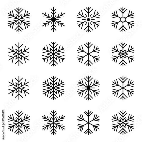 Fototapeta High Quality Snowflake line icon set