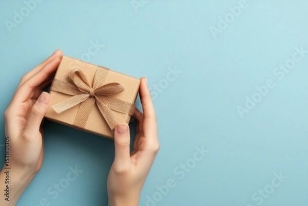 Fototapeta Two Businesspeople Exchanging a Symbolic Gift in a Professional Setting with a Focus on Hands
