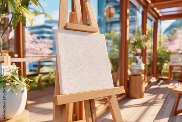 Fototapeta Wide Angle View of Pristine Blank Billboard in Bright Outdoor Setting with Natural Elements