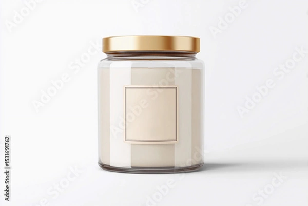 Fototapeta Jar candle with a gold lid on a white background