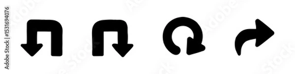 Obraz Four Black Arrows in Distinct Shapes Against a White Background