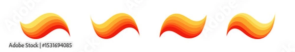 Obraz Four Abstract Wavy Fire-Toned Shapes Against White Background