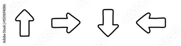 Obraz Doodle Style Arrows Pointing Different Directions on a White Background