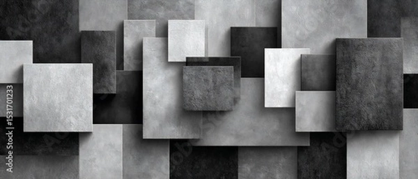 Fototapeta Abstract interlocking squares monochrome textures