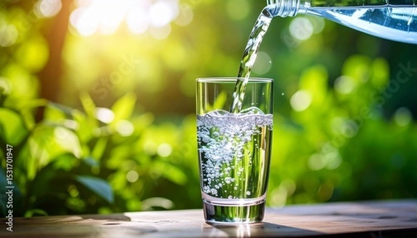 Fototapeta Drink Water it in clear glass for good health