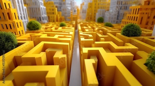 Obraz Yellow maze city perplexing path forward