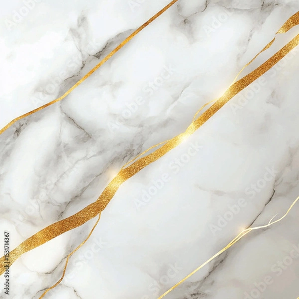 Obraz white marble with golden lines background