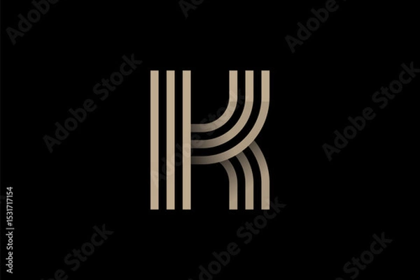 Fototapeta Letter K line art style logo vector image