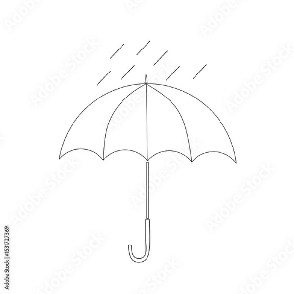 Fototapeta umbrella isolated on white background,umbrella and raind droop line vector,umbrella and rain image, umbrella and rain season illustration 
