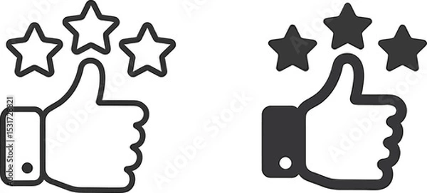 Fototapeta Thumbs Up with Star Rating Icon – Outline and Solid Style Vector Illustration