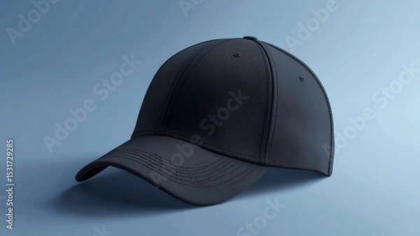 Fototapeta Black Baseball Cap Mockup with Soft Shadow