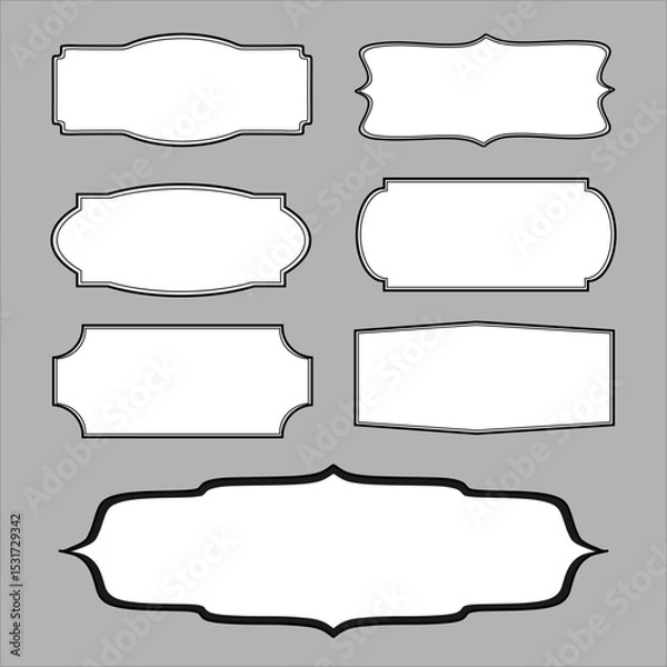 Fototapeta Set of Blank Decorative Label Frames with Ornamental Border Designs