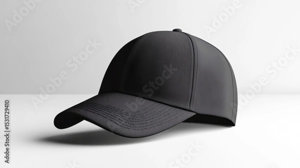 Fototapeta Black Baseball Cap Mockup with Soft Shadow