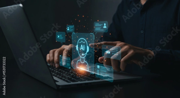 Obraz Businessman Accessing Virtual Dashboard