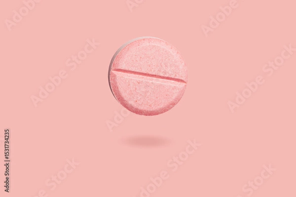 Fototapeta A tablet isolated on a pink background, the image looks three-dimensional and the object has a shadow, template for designers.
