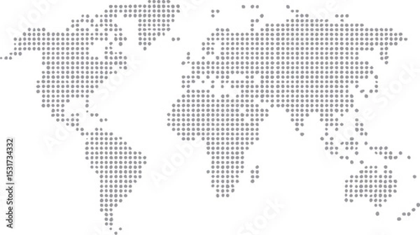 Fototapeta Dotted World Map in Grey Tones