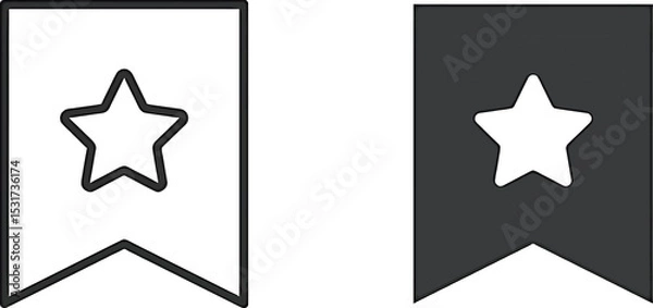 Fototapeta Bookmark Star Icon – Outline and Solid Style Vector UI Symbol